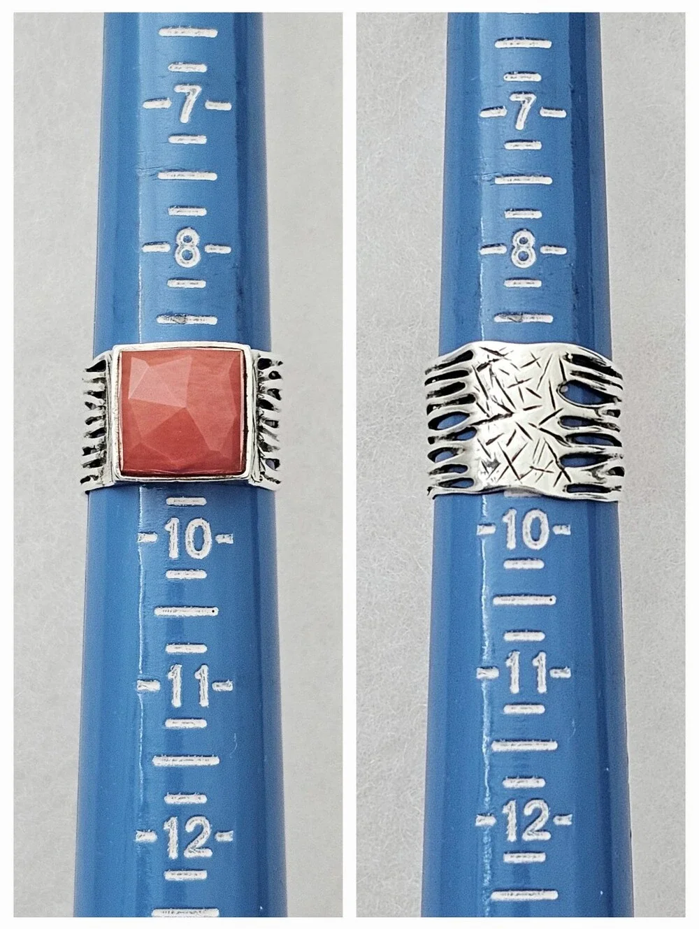 Silpada Sterling Silver Faceted Cherry Quartz Etched Wide Band Ring Size 9-9.25